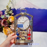 日本丽声钟表客厅欧式创意静音，座钟时尚金银色台钟时钟4rp796复古