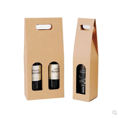 牛皮纸袋手提红酒盒包装袋单双支牛皮纸盒高端礼盒定制葡萄
