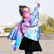 2024新国庆儿童蝴蝶翅膀仙女表演服舞蹈走秀道具披肩紫色粉黄色演