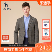 哈吉斯(哈吉斯)hazzys男士西服，外套韩版时尚，千鸟格羊毛外套男潮流
