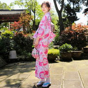 和风樱之美日本和服女改良暗纹提花面料小纹粉色樱花和服正装