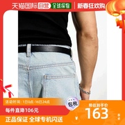 香港直邮潮奢 ASOS 男士smart 设计仿皮细款银色带扣皮带(黑色)