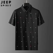 JEEP吉普男装户外休闲圆点黑色短袖夏季时尚商务t恤POLO衫