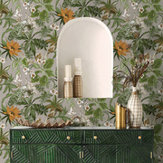 美式复古花鸟植物孔雀高级感墙布卧室背景墙纸客厅沙发壁画酒店壁
