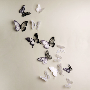 墙贴画3d立体仿真蝴蝶墙纸冰箱，卧室客厅镜子，衣柜创意墙壁装饰贴纸