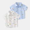 儿童短袖衬衫男童宝宝，2024夏季婴儿衬衣夏装，小童装上衣纯棉韩版潮