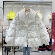 娃娃领羽绒服女短款冬季2023欧货设计感宽松小个子，白鸭绒(白鸭绒)外套