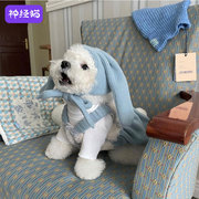 兔耳格子羊毛羔狗狗，衣服保暖棉衣泰迪比熊，博美雪纳瑞型犬宠物冬季