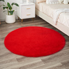 大红色地毯仿狐狸毛圆形(毛圆形)毛绒，卧室床边坐垫，北欧结婚婚房轻奢风地垫