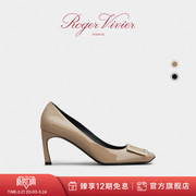 Roger Vivier女鞋Trompette经典方扣高跟鞋漆皮婚鞋喇叭跟单鞋
