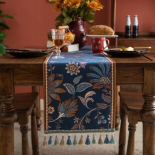 欧式桌旗美式茶几布花朵(布，花朵)植物流苏，长条餐桌布茶台电视柜鞋柜盖布