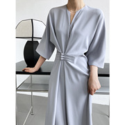 timothee设计款新中式国风改良旗袍，盘扣收腰连衣裙质感好女装裙子