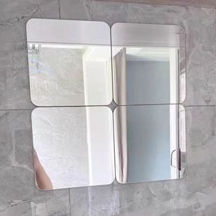宜家索尔丽超薄圆角玻璃镜子4片拼接全身镜子浴室墙贴镜