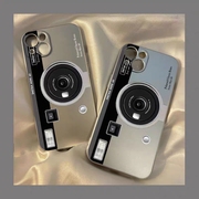 电镀银创意相机手机壳适用于苹果15promax手机壳iPhone14硅胶软壳oppo小米vivo