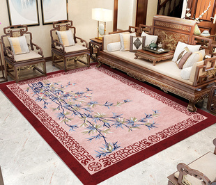 新中式客厅大地毯国风家用茶几毯毯复古风卧室床边加绒加厚毯子