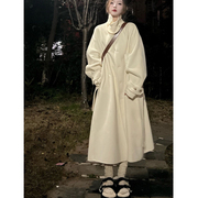 2023秋冬毛呢外套，女白色大衣赫本风韩系高级感