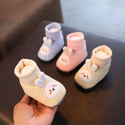 春秋冬季袜鞋加绒加厚婴儿鞋0-6-12月幼儿宝宝学步软底布鞋子防掉