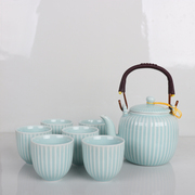 景德镇陶瓷中式整套茶具家用大号简约青瓷茶壶茶杯提梁礼盒