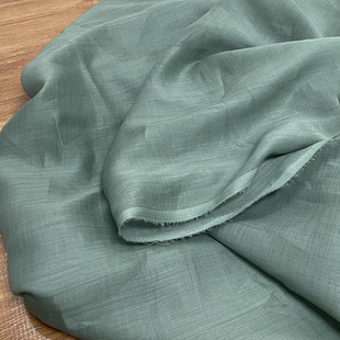 100支轻薄打底苎麻面料内衬裙吊带纯色高支高密麻料夏季布料 灰绿