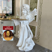 欧式复古天使落地摆件托盘客厅，玄关钥匙创意，桌面装饰品石膏像雕塑
