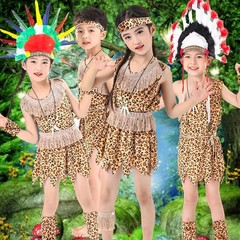 野人服装非洲鼓儿童演出服