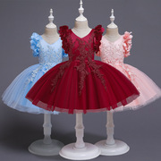 ebay亚马逊2022女童公主蓬蓬裙，韩版儿童婚，纱裙儿童圣诞节礼服