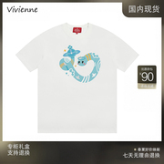 潮牌Vivienne西太后土星蛇年T恤短袖圆领宽松显瘦印花白搭上衣女