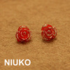 NIUKO服饰辅料 树脂塑料玫瑰花朵银底钮扣针织衬衫纽红色白色扣子