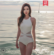 2024连体泳衣女性感，夏季海边显瘦遮肚连体三角小胸聚拢温泉
