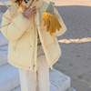 棉服女短款小个子年，冬季奶黄色连帽面包服棉服学生潮