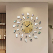 创意轻奢贝壳挂钟客厅入户玄关，时钟欧式墙面，钟表壁饰现代装饰壁钟