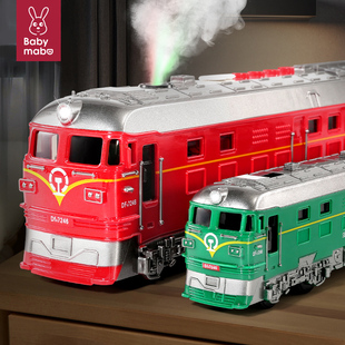 大号喷雾车儿童绿皮火车玩具模型，男孩汽车复古老式蒸汽绿色小火车
