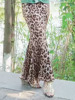 春秋豹纹高腰鱼尾裙欧美气质显瘦性感包臀裙牛奶丝半身时髦一步裙