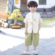 汉服男童夏款新中式小男孩古风，唐装两件套男宝宝古装幼儿园演出服