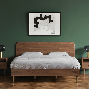 jolor进口现代简约北欧丹麦设计北美黑胡桃卧室实木双人床