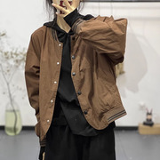 布依秋冬季韩版时尚休闲单排扣长袖，宽松减龄百搭拼接森女外套