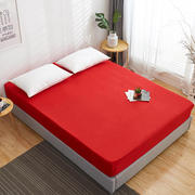 2024简约素色大红色全棉单品床笠纯色正红色百搭单色床包床垫罩子
