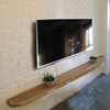 电视机柜悬空一字隔板原木实木背景墙悬浮壁挂式客厅储物置物架