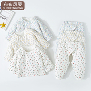 新生婴儿儿衣服秋冬分体夹棉衣初生婴儿冬装0-3月子宝宝薄棉套装