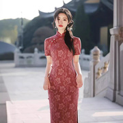 2024年春夏粉红色提花旗袍中国风年轻款女复古日常改良连衣裙