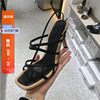现韩国女鞋琪琪2020夏欧美时尚性感镂空细带搭扣露趾高跟凉鞋