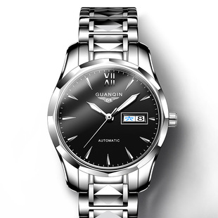 防水品牌女士手表钨钢男表夜光机械手瑞士商务真皮精钢国产腕表