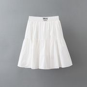 夏季韩版白色字母a字高腰，蓬蓬裙半身裙女显瘦荷叶边小黑裙伞裙
