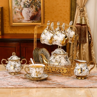 整套咖啡套具客厅杯子，套装家用骨瓷红茶杯碟，欧式陶瓷咖啡杯马克杯