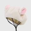 可爱贝雷帽兔耳朵装饰羊毛毛呢帽子白色甜美动物装扮卡通成人女帽