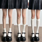 日系白色中筒小腿袜夏季薄款女纯色天鹅绒学院风jk长高筒短款袜子