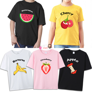 西瓜水果短袖T恤夏季 男女家庭亲子童装衣服网红情侣搞怪半袖同款