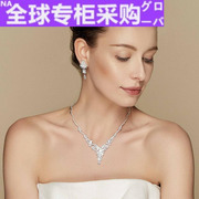 925日本纯银锆石耳环女耳钉，长款耳坠新娘结婚纱晚宴礼服配饰