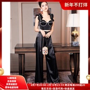 ZS名品越南设计师Glamdoll 23吊带水钻上衣裤子性感女神气质套装