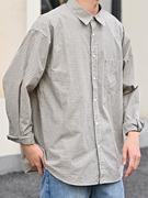 ONUN 日系复古细格纹长袖衬衫宽松休闲廓形单口袋质感衬衣外套秋